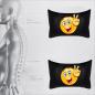 Preview: Auto Nackenkissen 20x30cm Nackenpolster Leder Schwarz mit Druck Design Smiley